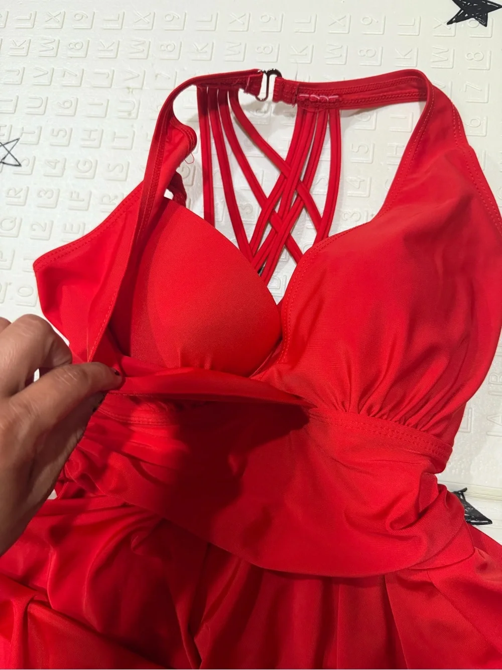Red Strappy V-Neck Women’s Dress